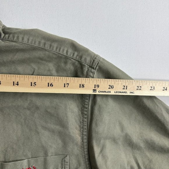 Lucky Brand Mens Army Green Button Down Shirt Size Large Short Sleeve Casual - Picture 7 of 9